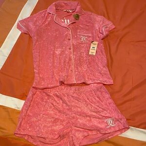 Juicy Couture Pink Pajama Set Short Sleeve Top and Shorts